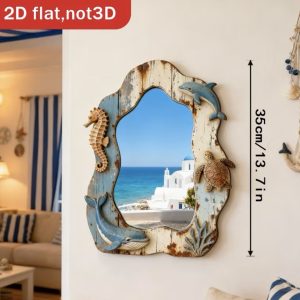 Mediterranean Nautical Seahorse Wall Mirror – 35cm