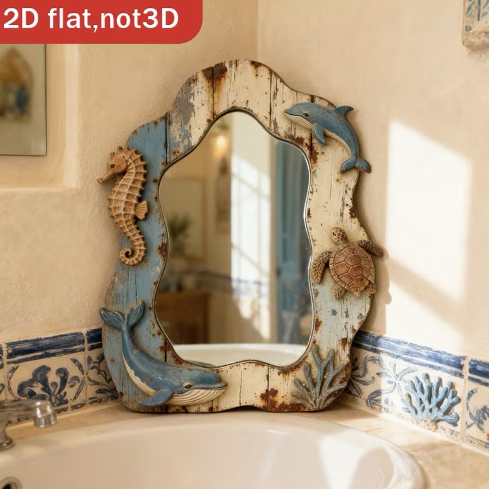 Mediterranean Nautical Seahorse Wall Mirror – 35cm - Image 3
