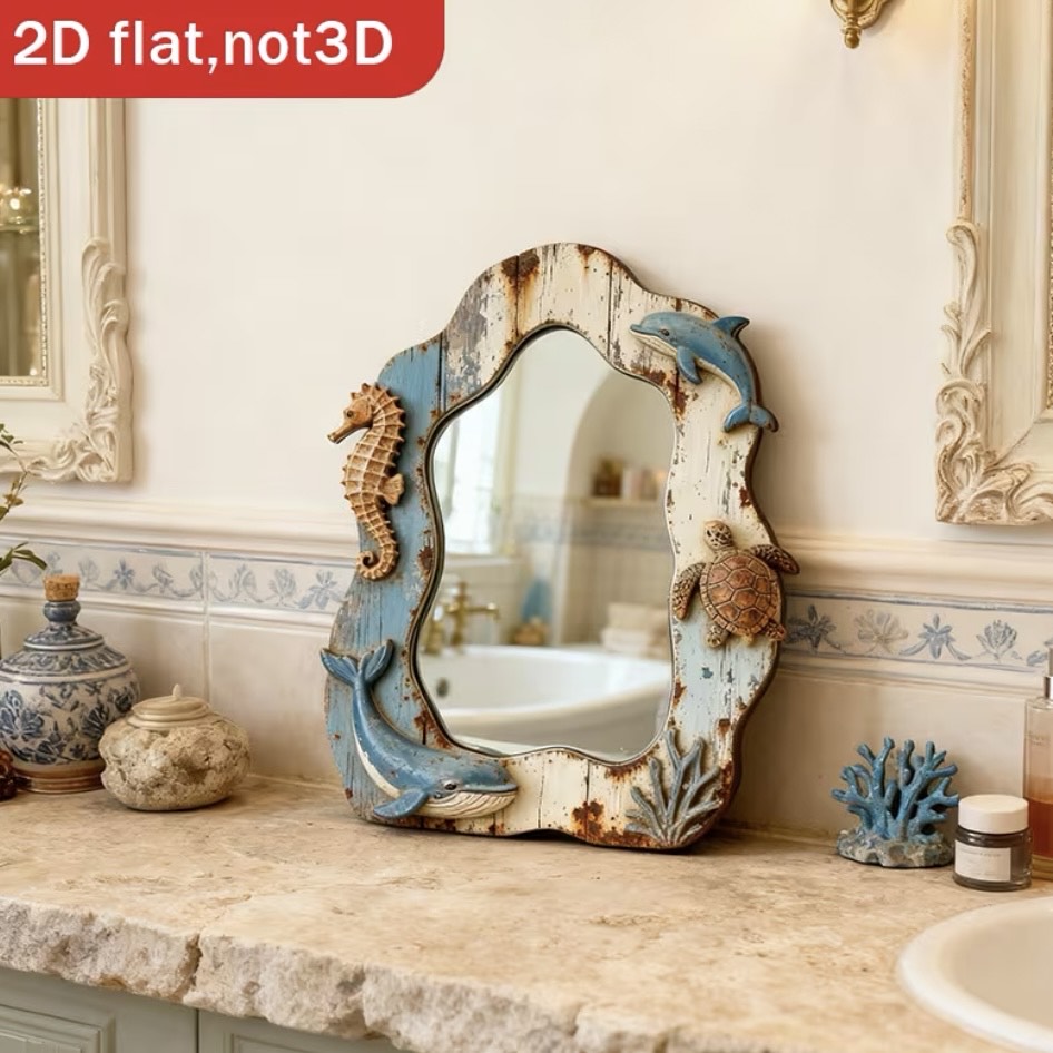 Mediterranean Nautical Seahorse Wall Mirror – 35cm - Image 4