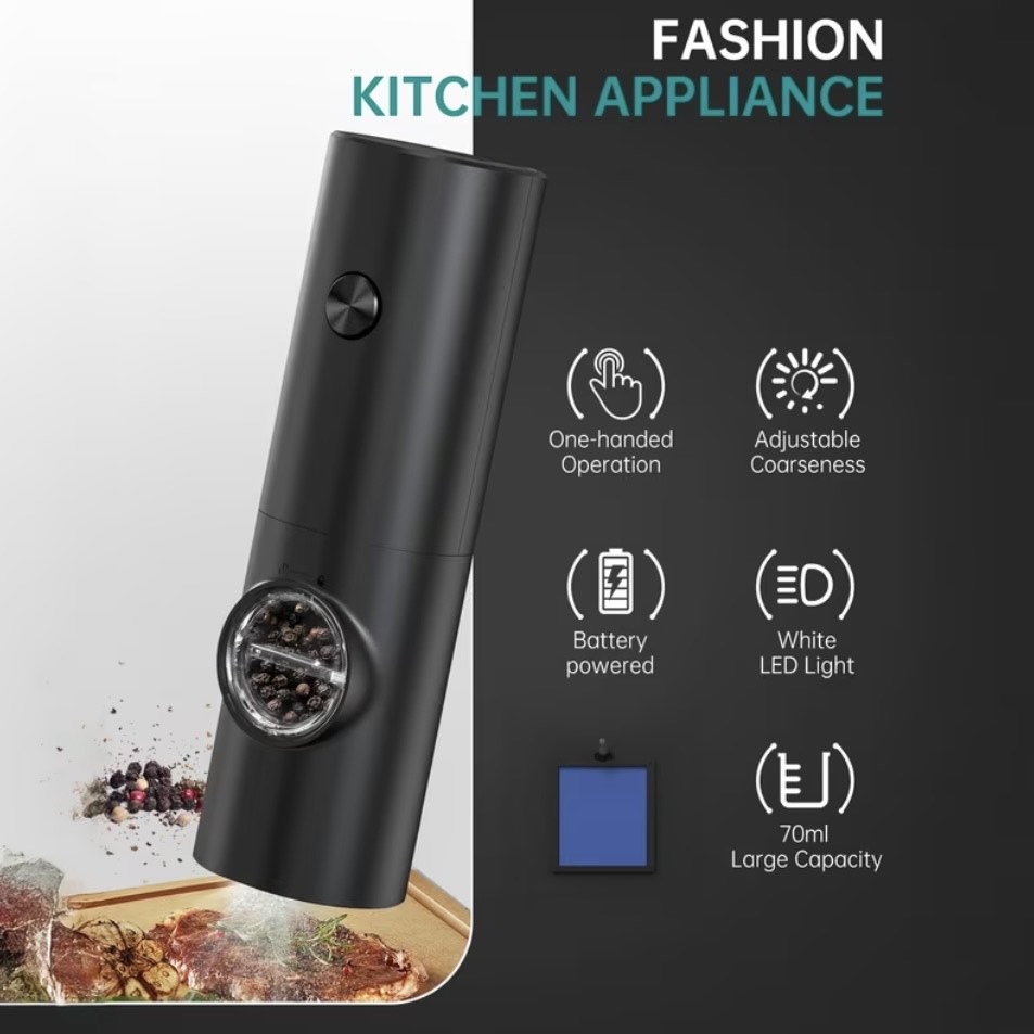 2-Piece Electric Salt & Pepper Grinder Set - Image 3