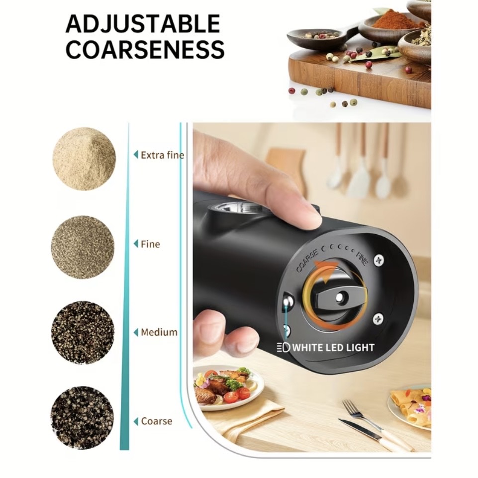 2-Piece Electric Salt & Pepper Grinder Set - Image 2